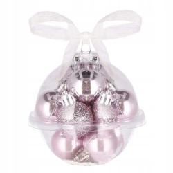 Vianočné banky ružové mix - 3cm, sada 12ks v darčekovom balení