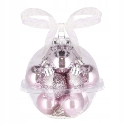 Vianočné banky ružové mix - 3cm, sada 12ks v darčekovom balení