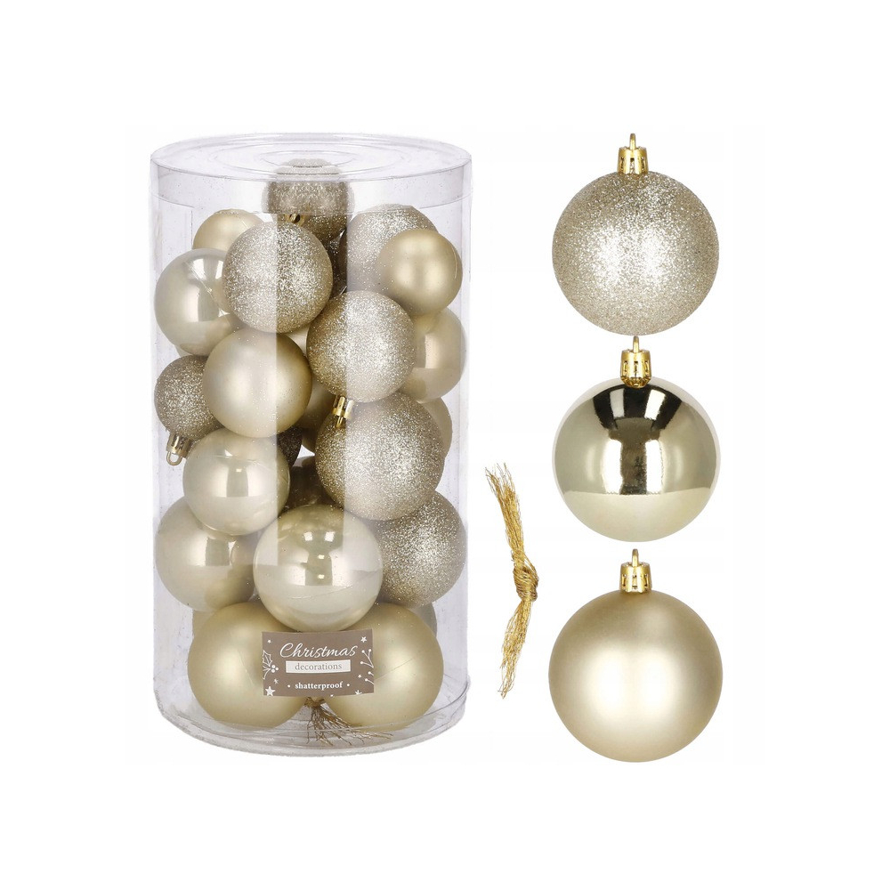 Vianočné banky zlaté mix - 4/5/6cm, sada 30ks