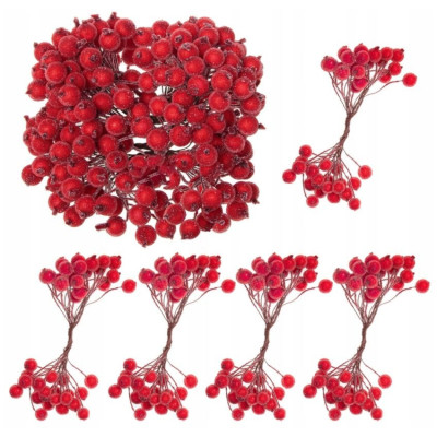 Vianočné jarabiny zmrznuté červené sada 200ks