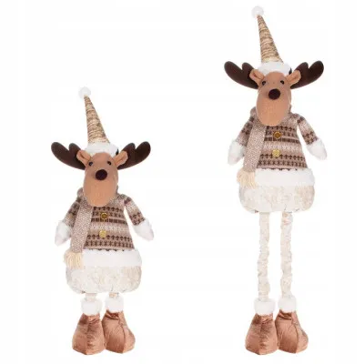 Vianočný sob nasatviteľný 42-67 cm, béžovo-hnedý