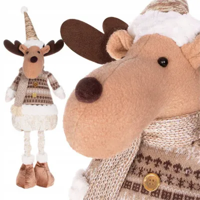 Vianočný sob nasatviteľný 42-67 cm, béžovo-hnedý