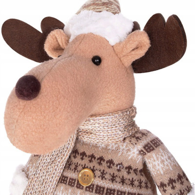 Vianočný sob nasatviteľný 42-67 cm, béžovo-hnedý