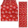 Vianočný obrus 180x33 cm Vločky, červený