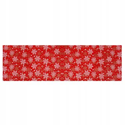 Vianočný obrus 180x33 cm Vločky, červený