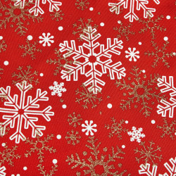 Vianočný obrus 180x33 cm Vločky, červený