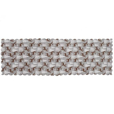 Vianočný obrus 186x35 cm Soby a Stromčeky, šedo-hnedý