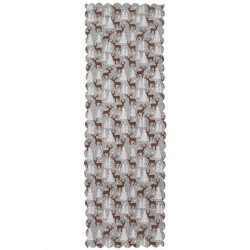 Vianočný obrus 186x35 cm Soby a Stromčeky, šedo-hnedý