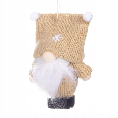 Škriatok GNOM tmavo béžovou čiapkou 8 cm