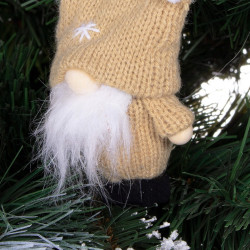 Škriatok GNOM tmavo béžovou čiapkou 8 cm