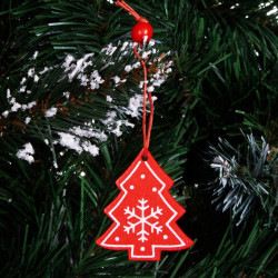 Vianočné ozdoby - Stromčeky s vločkami, sada 3ks