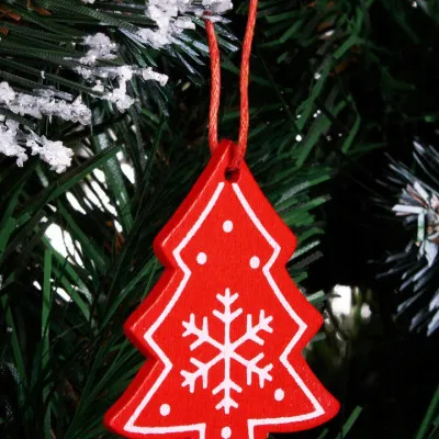 Vianočné ozdoby - Stromčeky s vločkami, sada 3ks