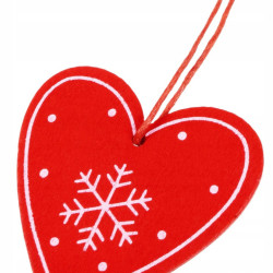 Vianočné ozdoby - Srdce s vločkami, sada 3ks