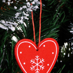 Vianočné ozdoby - Srdce s vločkami, sada 3ks