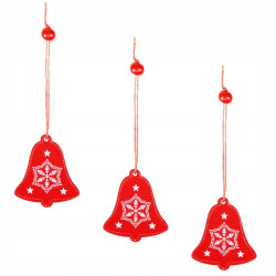 Vianočné ozdoby - Zvončeky s vločkami, sada 3ks
