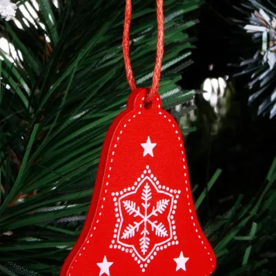 Vianočné ozdoby - Zvončeky s vločkami, sada 3ks