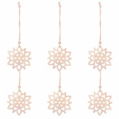 Vianočné drevené ozdoby - Kvety, súprava 6ks