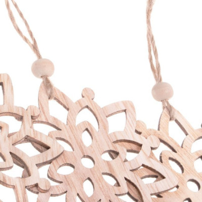 Vianočné drevené ozdoby - Kvety, súprava 6ks