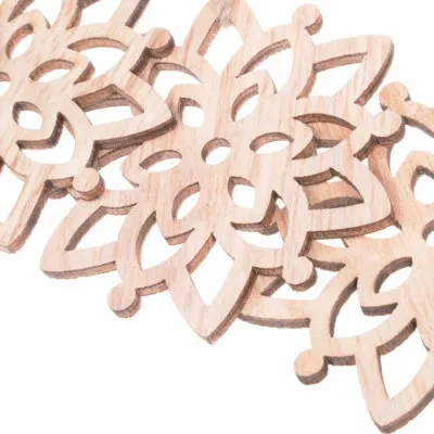 Vianočné drevené ozdoby - Kvety, súprava 6ks