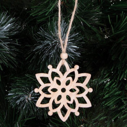 Vianočné drevené ozdoby - Kvety, súprava 6ks