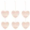 Vianočné drevené ozdoby - Srdce, sada 6ks