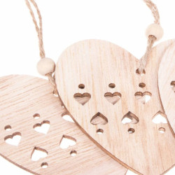 Vianočné drevené ozdoby - Srdce, sada 6ks