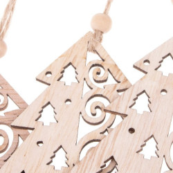 Vianočné drevené ozdoby - Stromčeky, súprava 6ks