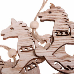 Vianočné drevené ozdoby - Hojdací koníci, sada 6ks