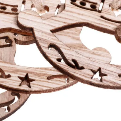 Vianočné drevené ozdoby - Hojdací koníci, sada 6ks