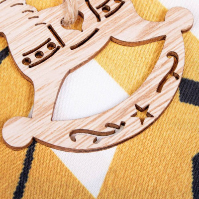 Vianočné drevené ozdoby - Hojdací koníci, sada 6ks