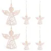 Vianočné drevené ozdoby - Anjeli, súprava 6ks