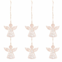 Vianočné drevené ozdoby - Anjeli, súprava 6ks