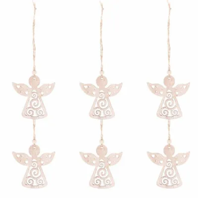 Vianočné drevené ozdoby - Anjeli, súprava 6ks