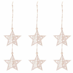 Vianočné drevené ozdoby - Hviezdy, súprava 6ks