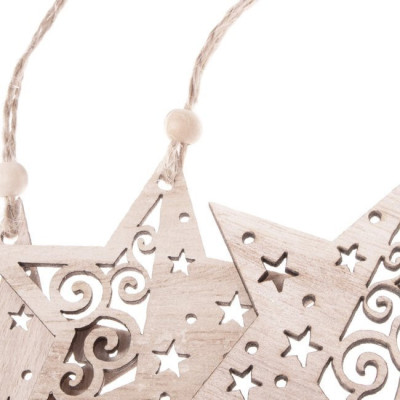 Vianočné drevené ozdoby - Hviezdy, súprava 6ks
