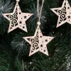 Vianočné drevené ozdoby - Hviezdy, súprava 6ks