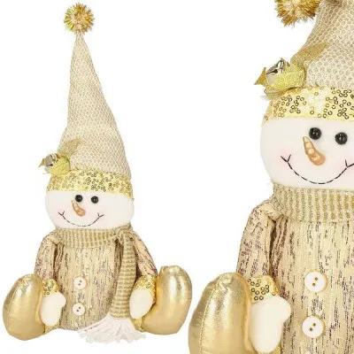 Vianočné Snehuliak 38 cm, zlatý