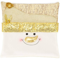 Obliečka na vankúš 40x40 cm Snehuliak, bielo-zlatý