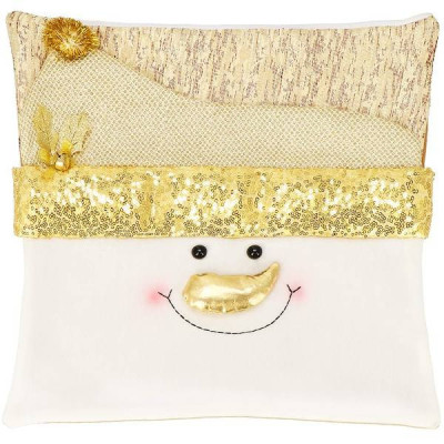 Obliečka na vankúš 40x40 cm Snehuliak, bielo-zlatý