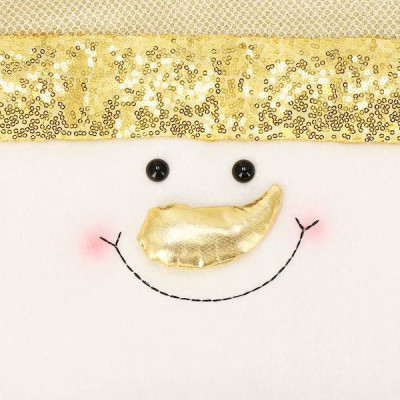 Obliečka na vankúš 40x40 cm Snehuliak, bielo-zlatý