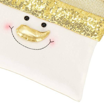 Obliečka na vankúš 40x40 cm Snehuliak, bielo-zlatý