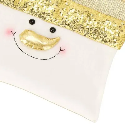 Obliečka na vankúš 40x40 cm Snehuliak, bielo-zlatý