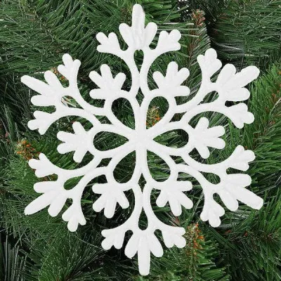 Vianočné ozdoby - Snehové vločky s trblietkami 8cm, biele, sada 8ks