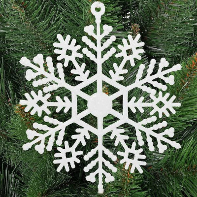 Vianočné ozdoby - Snehové vločky s trblietkami 8cm, biele, sada 8ks