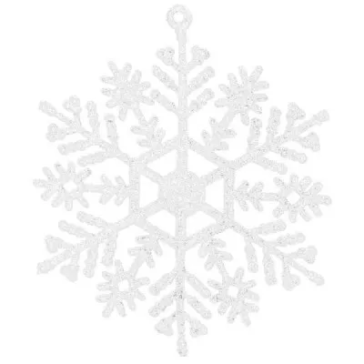 Vianočné ozdoby - Snehové vločky s trblietkami 8cm, biele, sada 8ks