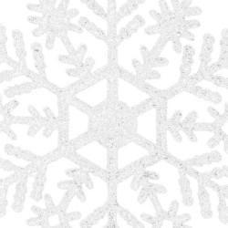 Vianočné ozdoby - Snehové vločky s trblietkami 8cm, biele, sada 8ks