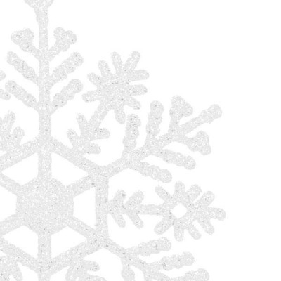 Vianočné ozdoby - Snehové vločky s trblietkami 8cm, biele, sada 8ks