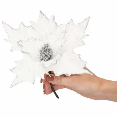 Vianočná hviezda na stonke 28x23 cm biela