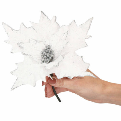 Vianočná hviezda na stonke 28x23 cm biela