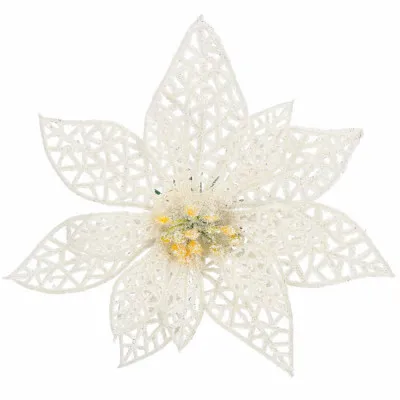 Vianočná hviezda s klipom 11x11 cm biela